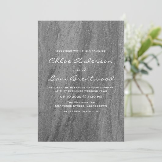 Elegant Granite Wedding Invitation Kaart (Staand voorkant)
