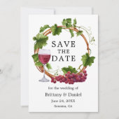 Elegant Grape Vines Waterverf Wreatfoto Save The Date (Voorkant)