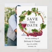 Elegant Grape Vines Waterverf Wreatfoto Save The Date (Voorkant / Achterkant)