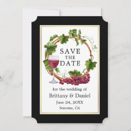 Elegant Grape Vines Waterverf Wreator Black Gold Save The Date