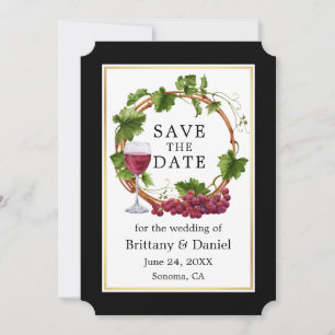 Elegant Grape Vines Waterverf Wreator Black Gold Save The Date