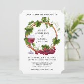 Elegant Grape Waterverf Wreatding Wedding Kaart (Staand voorkant)