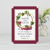 Elegant Grape Waterverf Wreath Burgundy Save The Date (Staand voorkant)