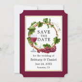 Elegant Grape Waterverf Wreath Burgundy Save The Date (Voorkant)