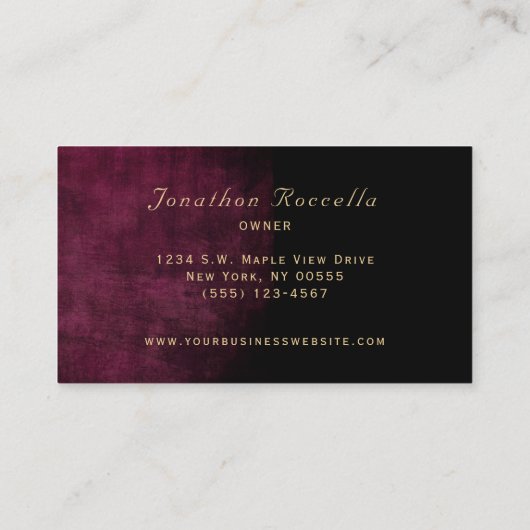 Elegant Grape Winery Vineyard Black Visitekaartje (Achterkant)