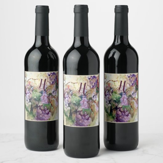 Elegant Grapes Food and Beverage Label Set Wijn Etiket (Flessen)