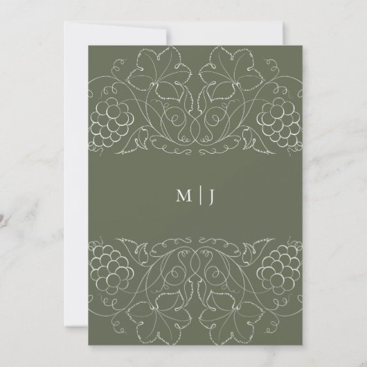 Elegant Grapes Motif Wine Winery Wedding Invitatio Kaart (Achterkant)