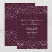 Elegant Grapes Motif Wine Winery Wedding Kaart (Voorkant / Achterkant)