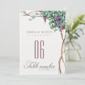 Elegant Grapevine Foliage Bruiloft Tafelnummer (Staand voorkant)