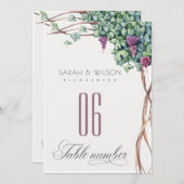 Elegant Grapevine Foliage Bruiloft Tafelnummer (Voorkant / Achterkant)