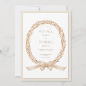 Elegant Grapevine Wreath Burlap Bow Wedding Kaart (Voorkant)