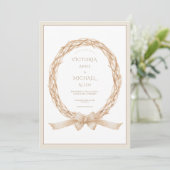Elegant Grapevine Wreath Burlap Bow Wedding Kaart (Staand voorkant)