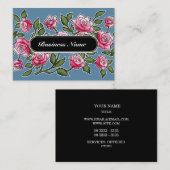 Elegant Graphic Square Floral Blue Visitekaartje (Voorkant / Achterkant)