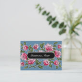 Elegant Graphic Square Floral Blue Visitekaartje (Staand voorkant)