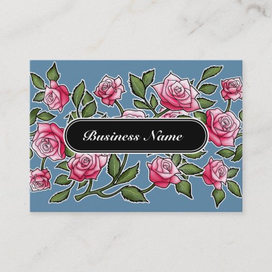 Elegant Graphic Square Floral Blue Visitekaartje (Voorkant)