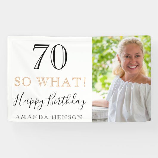 Elegant Grappig 70 Dus Wat 70ste Verjaardag Foto Spandoek (Horizontaal)