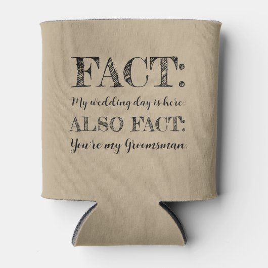 Elegant & Grappig Feit Groomsman Voorstel Khaki Blikjeskoeler (Voorkant)