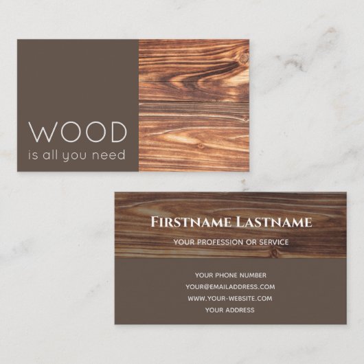 Elegant grappig hout met twee toonsoorten bruine t visitekaartje (Voorkant / Achterkant)