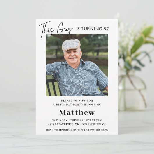 Elegant Grappig Mannen Foto 82ste verjaardag Kaart (Staand voorkant)