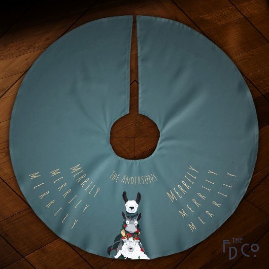 Elegant Grappig Schaap Ezel Llama Turquoise Kerstboom Rok