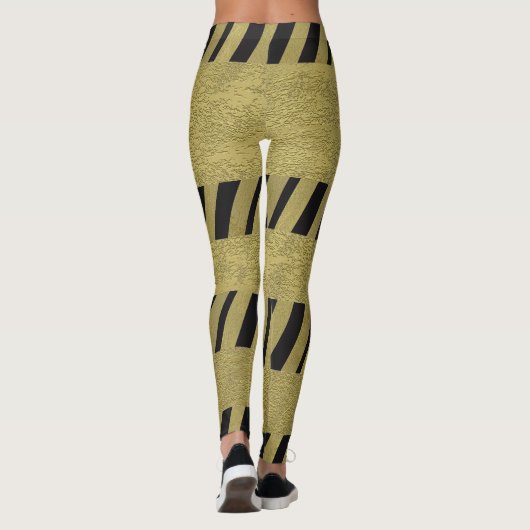 Elegant Grappig zwart goud strepen patroon Leggings (Achterkant)