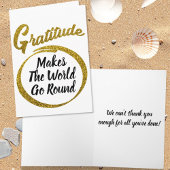 Elegant Gratitude Typografie Gold Glitter Custom Bedankkaart