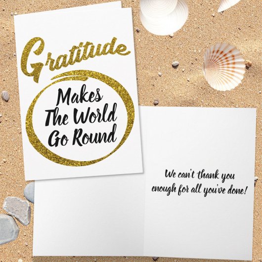 Elegant Gratitude Typografie Gold Glitter Custom Bedankkaart