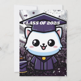 Elegant Gratuation Kat Paarse toga ballon Bedankkaart