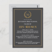 Elegant Gray 50 Year Class Reunion Laurel Wreath Briefkaart (Voorkant / Achterkant)