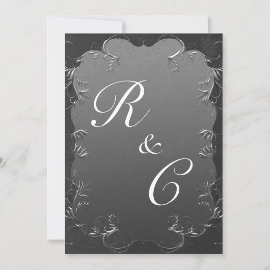 Elegant Gray and Silver Wedding Invitation Kaart (Achterkant)