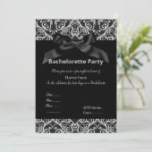 ELEGANT GRAY BLACK BOW BACHELORETTE INVITE KAART (Staand voorkant)