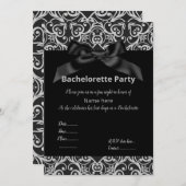 ELEGANT GRAY BLACK BOW BACHELORETTE INVITE KAART (Voorkant / Achterkant)