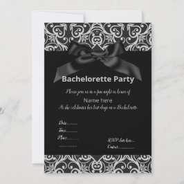 ELEGANT GRAY BLACK BOW BACHELORETTE INVITE KAART