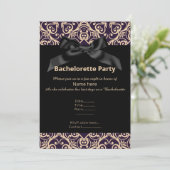 ELEGANT GRAY BLACK BOW BACHELORETTE INVITE KAART (Staand voorkant)