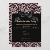 ELEGANT GRAY BLACK BOW BACHELORETTE INVITE KAART (Voorkant / Achterkant)