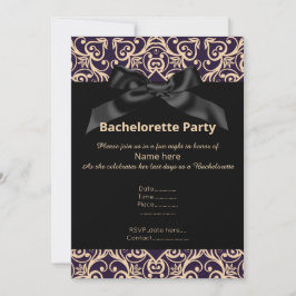 ELEGANT GRAY BLACK BOW BACHELORETTE INVITE KAART