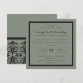ELEGANT GRAY BLACK DAMASK CLASSIC WORKSHOP EVAL KAART (Voorkant / Achterkant)