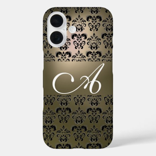 ELEGANT GRAY BLACK DAMASK MONOGRAM Case-Mate iPhone CASE (Achterkant)