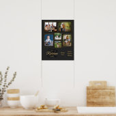 Elegant Gray Black Gold Photo Collage Familienaam Poster (Keuken)