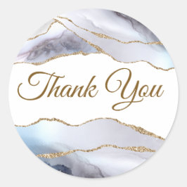 Elegant Gray Blue Agate Dank je Ronde Sticker