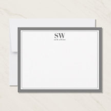 Elegant Gray Border Minimalist Note Kaart