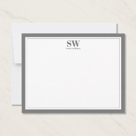 Elegant Gray Border Minimalist Note Kaart Notitiekaartje