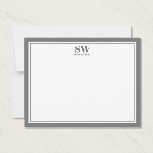 Elegant Gray Border Minimalist Note Kaart Notitiekaartje