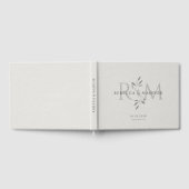 Elegant Gray Botanical Monogram Wedding Gastenboek (Volledig)