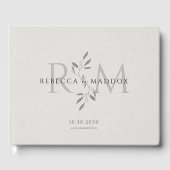 Elegant Gray Botanical Monogram Wedding Gastenboek (Voorkant)