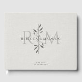 Elegant Gray Botanical Monogram Wedding Gastenboek (Voorkant)