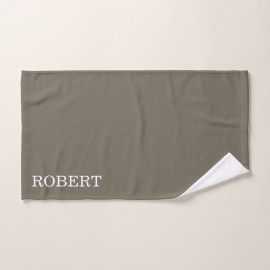 Elegant Gray &Brown Strips Pattern Custom Name Bad Handdoek (Handdoek)