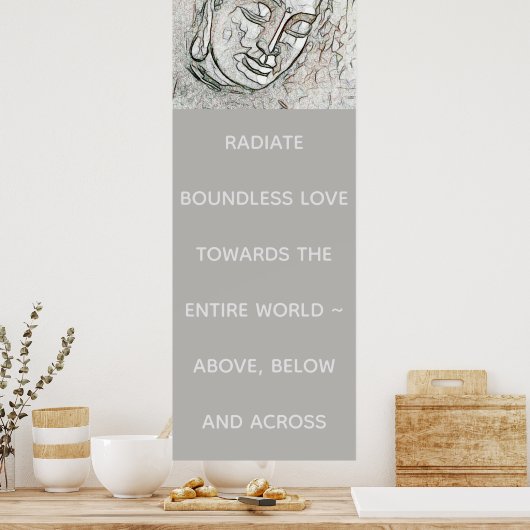 Elegant Gray Buddha Portrait Inspirerend Quote Poster (Keuken)