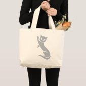Elegant Gray Cat Grote Tote Bag (Voorkant (product))