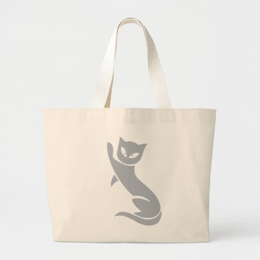 Elegant Gray Cat Grote Tote Bag (Voorkant)